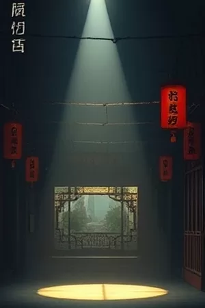 奇幻番墨狐茶馆竖版海报，狐狸老板娘在灯笼下沏茶
