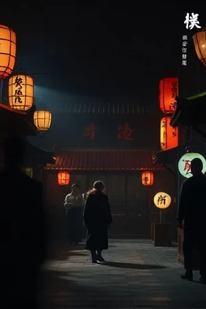 治愈番云间食肆竖版海报，云海上小店的木质招牌