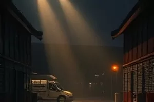 悬疑剧沉钟记事横版封面，古庙青铜钟前的暗影